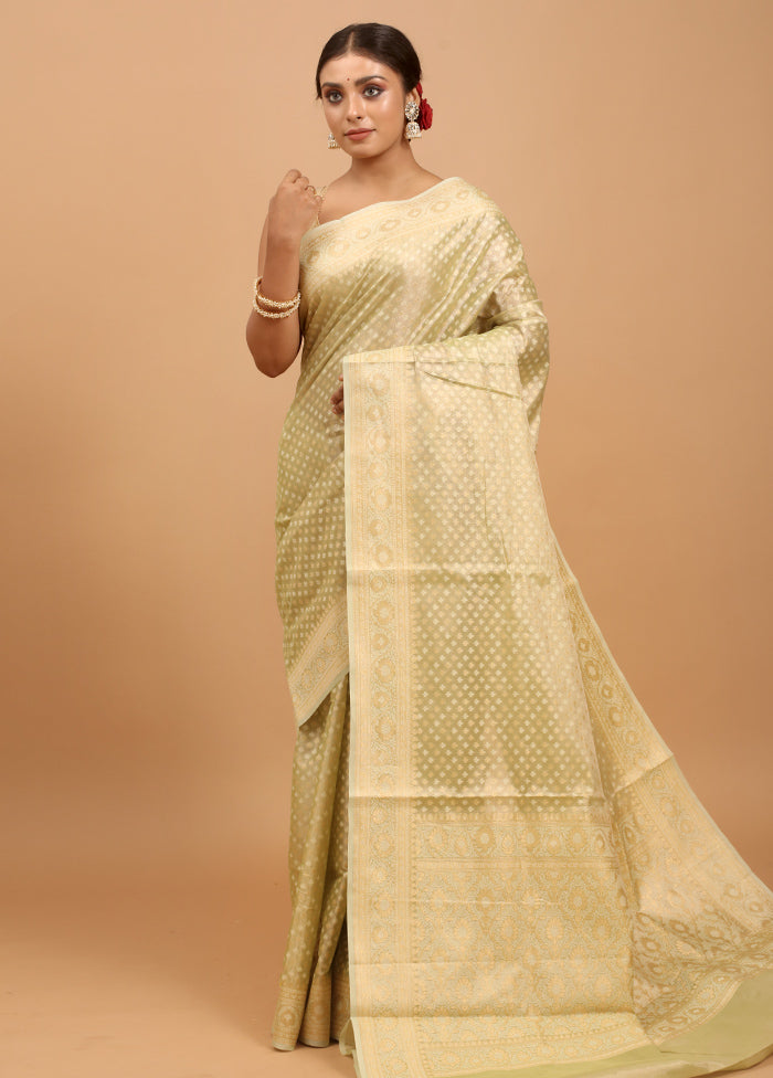 Green Kora Silk Saree With Blouse Piece