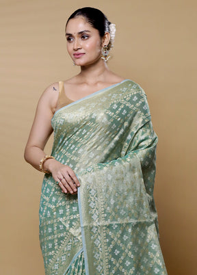 Green Kora Silk Saree With Blouse Piece