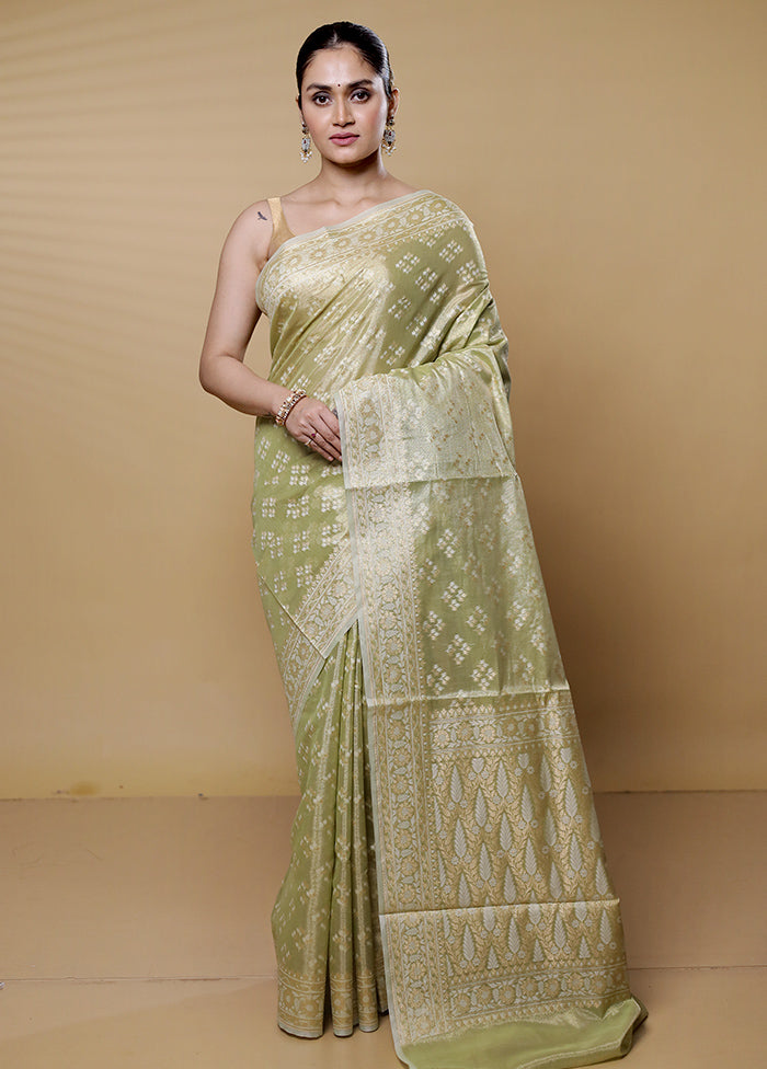 Green Tissue Silk Saree With Blouse Piece