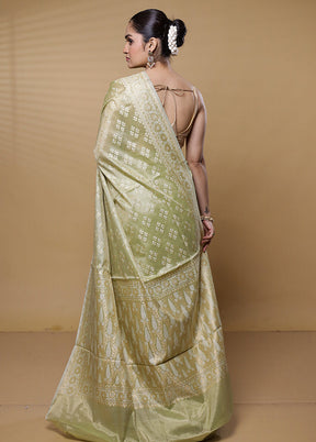 Green Tissue Silk Saree With Blouse Piece