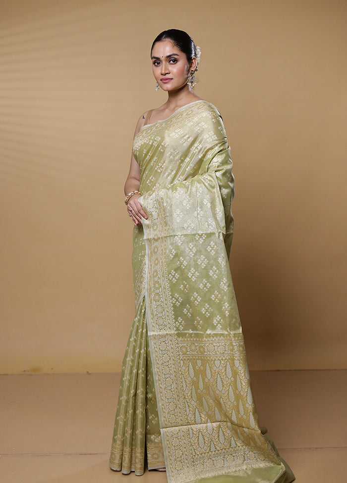 Green Tissue Silk Saree With Blouse Piece