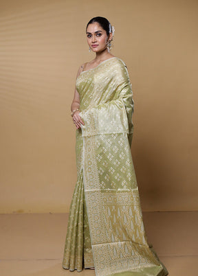 Green Tissue Silk Saree With Blouse Piece