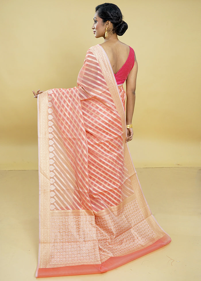 Pink Kora Silk Saree With Blouse Piece