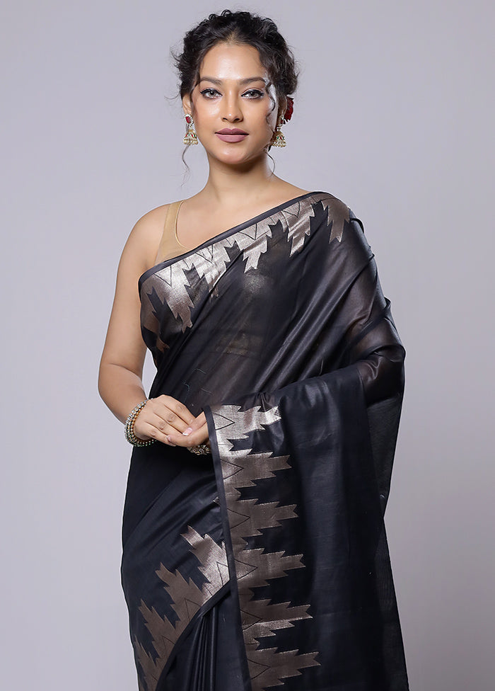 Black Cotton Saree With Blouse Piece