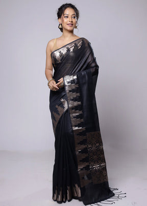 Black Cotton Saree With Blouse Piece