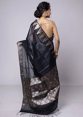 Black Cotton Saree With Blouse Piece