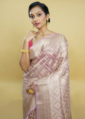 Pink Tissue Silk Saree With Blouse Piece