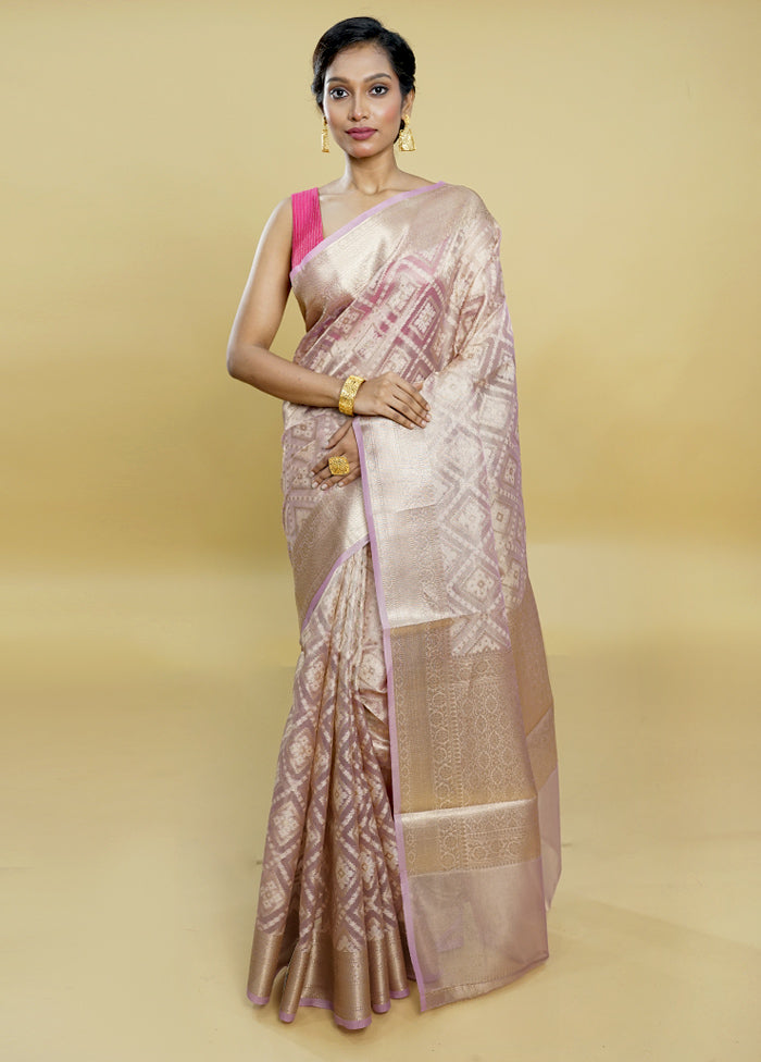 Pink Tissue Silk Saree With Blouse Piece