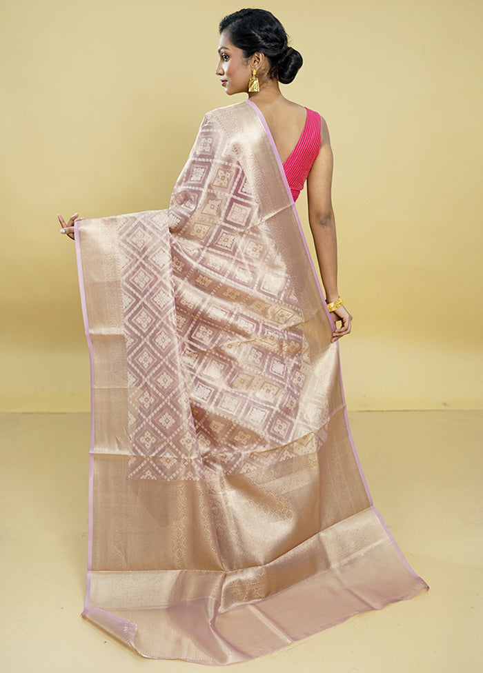 Pink Tissue Silk Saree With Blouse Piece