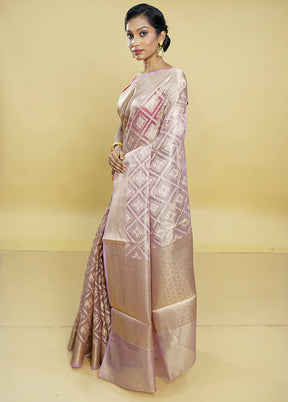 Pink Tissue Silk Saree With Blouse Piece