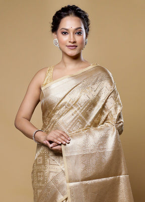 Cream Tissue Silk Saree With Blouse Piece