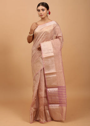 Purple Crushed Tissue Silk Saree With Blouse Piece