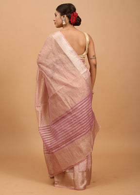 Purple Crushed Tissue Silk Saree With Blouse Piece