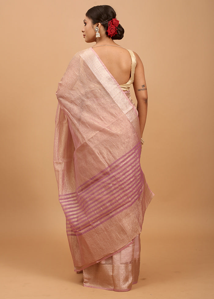 Purple Crushed Tissue Silk Saree With Blouse Piece