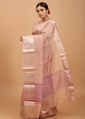 Purple Crushed Tissue Silk Saree With Blouse Piece