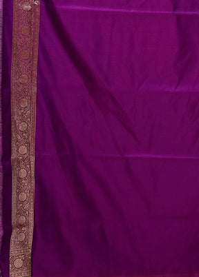 Purple Banarasi Silk Saree With Blouse Piece