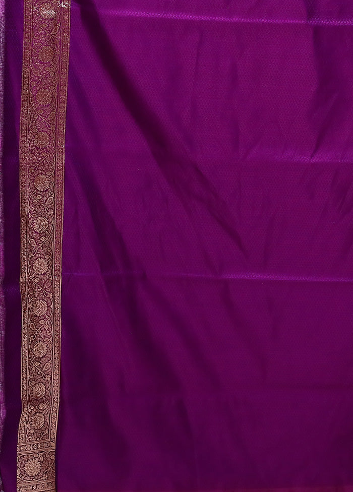 Purple Banarasi Silk Saree With Blouse Piece