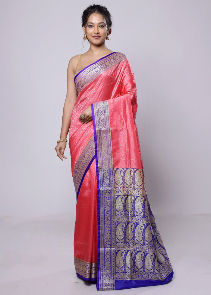 Pink Dupion Silk Saree With Blouse Piece