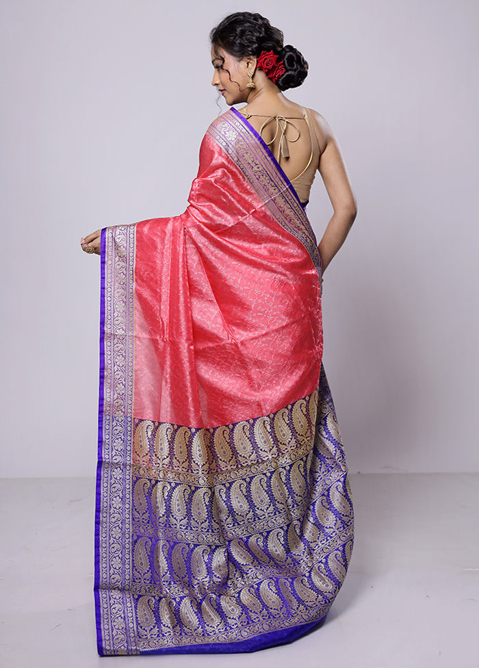 Pink Dupion Silk Saree With Blouse Piece