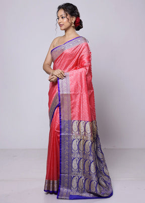 Pink Dupion Silk Saree With Blouse Piece