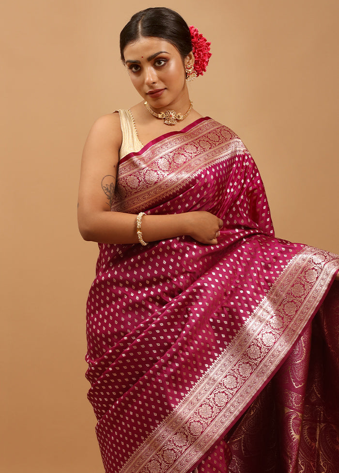 Purple Banarasi Silk Saree With Blouse Piece