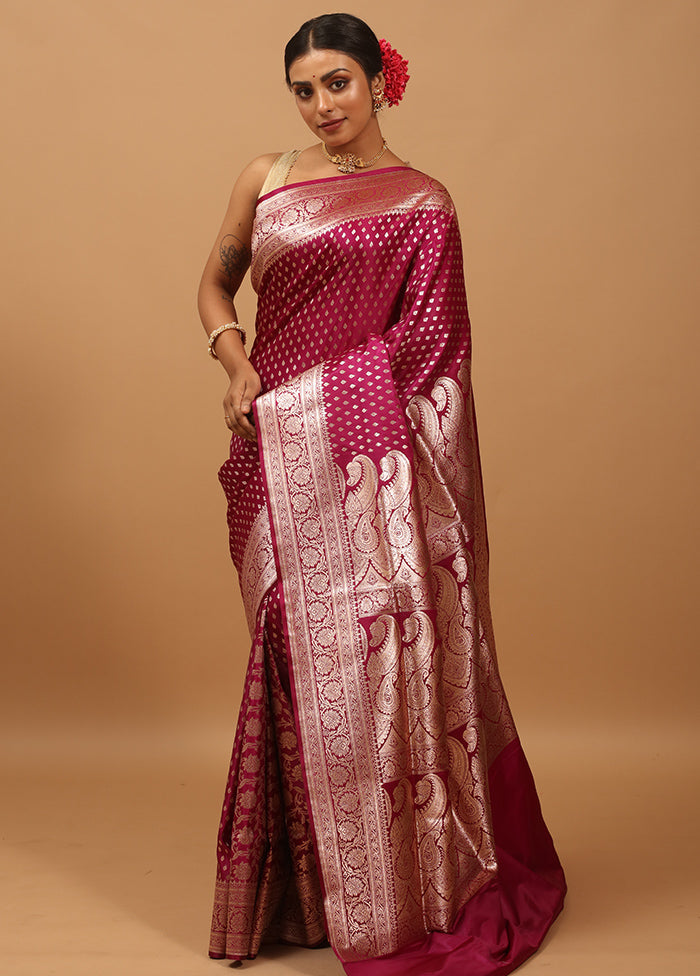 Purple Banarasi Silk Saree With Blouse Piece