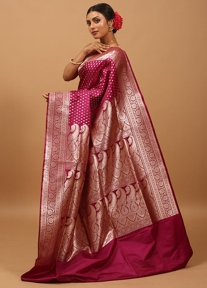 Purple Banarasi Silk Saree With Blouse Piece