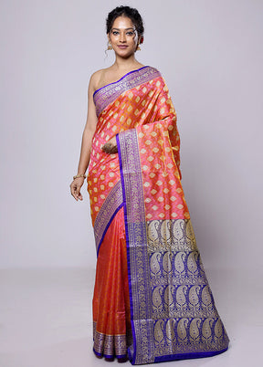 Pink Dupion Silk Saree With Blouse Piece