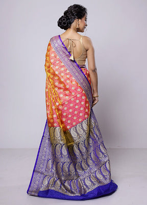 Pink Dupion Silk Saree With Blouse Piece