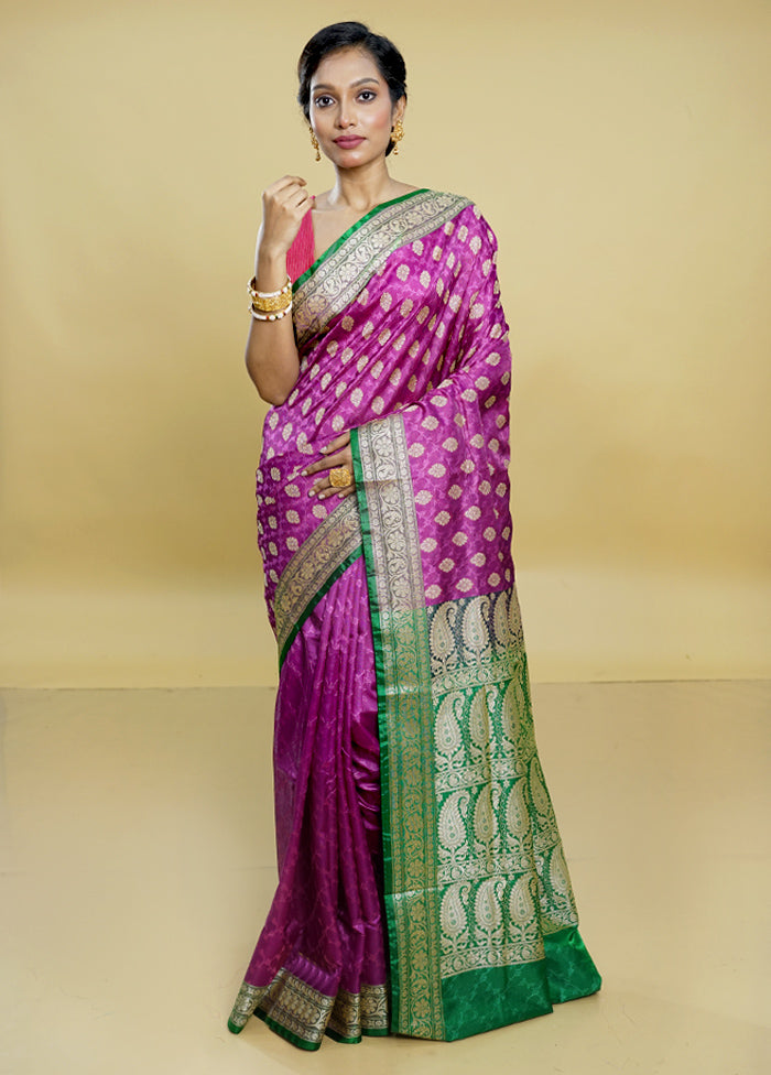 Purple Dupion Silk Saree With Blouse Piece