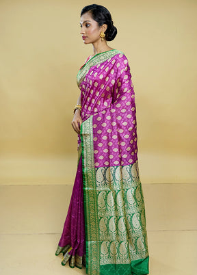 Purple Dupion Silk Saree With Blouse Piece