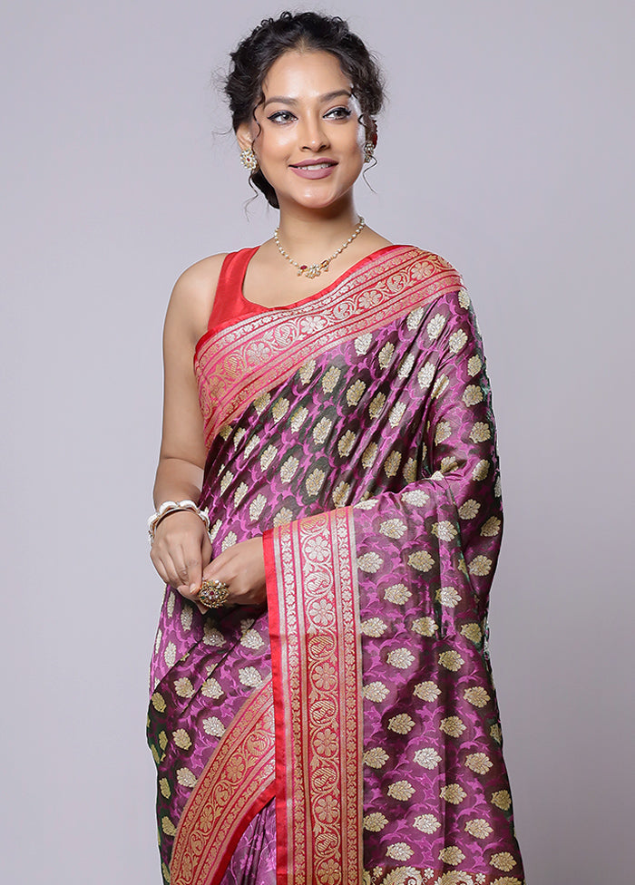 Purple Dupion Silk Saree With Blouse Piece