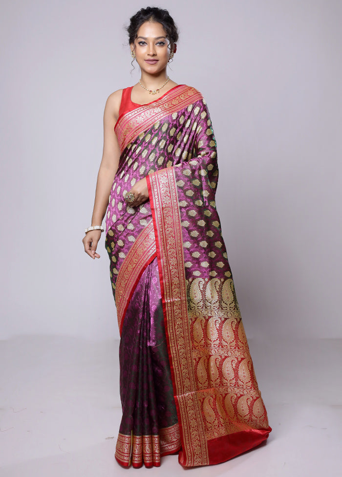 Purple Dupion Silk Saree With Blouse Piece