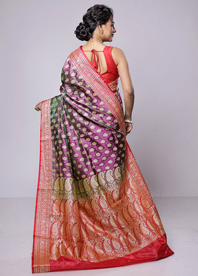 Purple Dupion Silk Saree With Blouse Piece