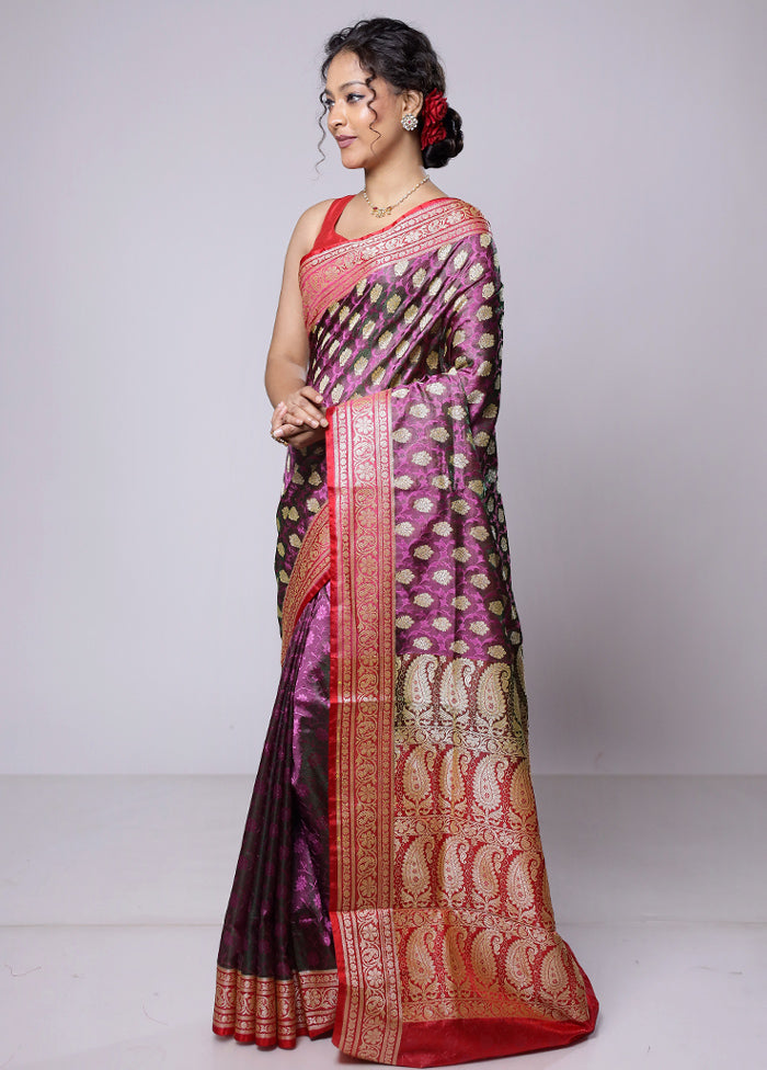 Purple Dupion Silk Saree With Blouse Piece