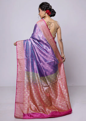 Purple Dupion Silk Saree With Blouse Piece