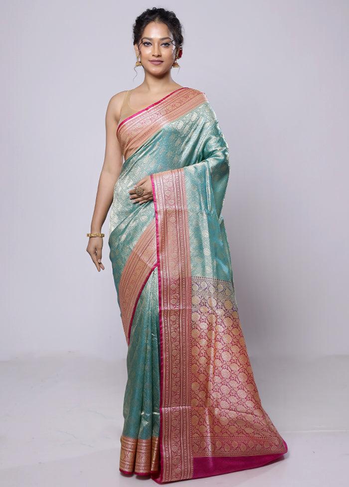 Green Dupion Silk Saree With Blouse Piece