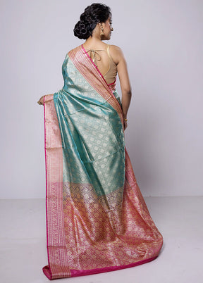 Green Dupion Silk Saree With Blouse Piece