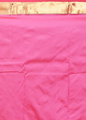 Pink Kanjivaram Silk Saree With Blouse Piece