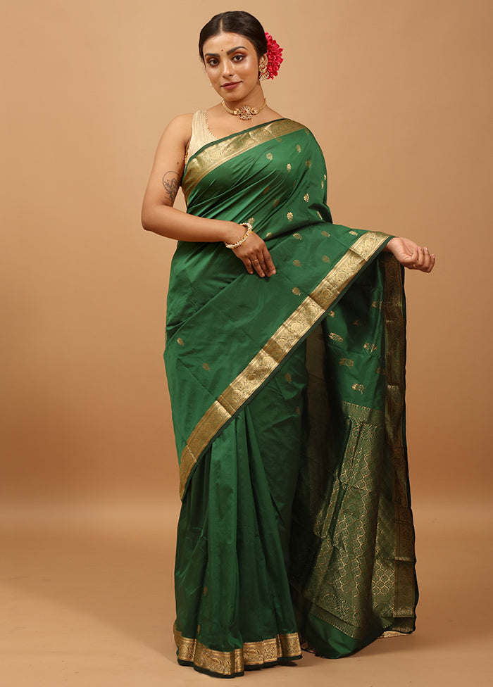 Green Kanjivaram Silk Saree With Blouse Piece