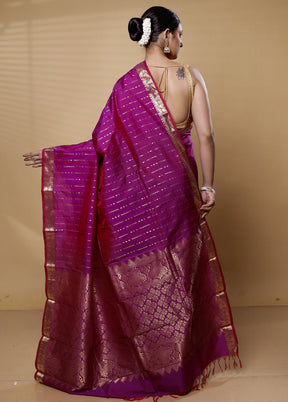 Purple Kanjivaram Silk Saree With Blouse Piece