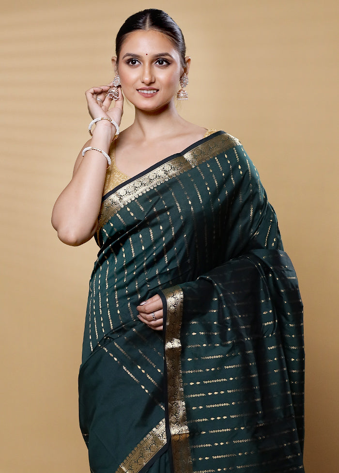 Green Kanjivaram Silk Saree With Blouse Piece