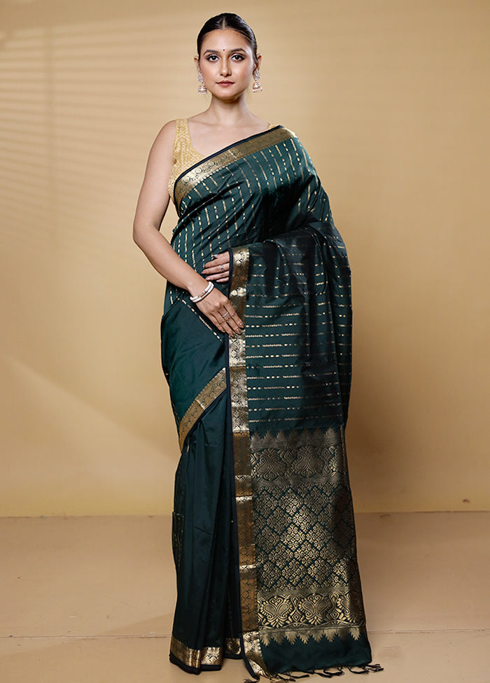 Green Kanjivaram Silk Saree With Blouse Piece