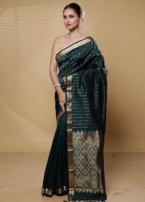 Green Kanjivaram Silk Saree With Blouse Piece