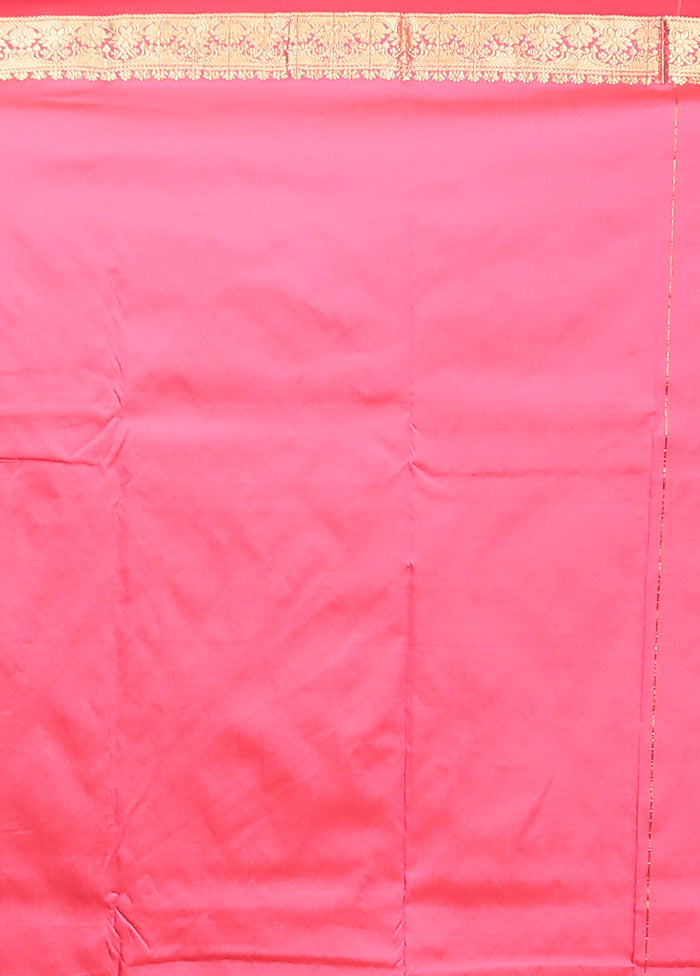 Pink Kanjivaram Silk Saree With Blouse Piece