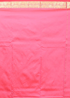 Pink Kanjivaram Silk Saree With Blouse Piece