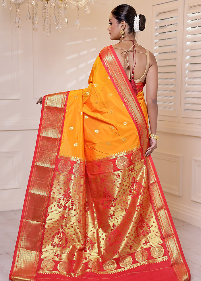 Yellow Kanjivaram Silk Saree With Blouse Piece