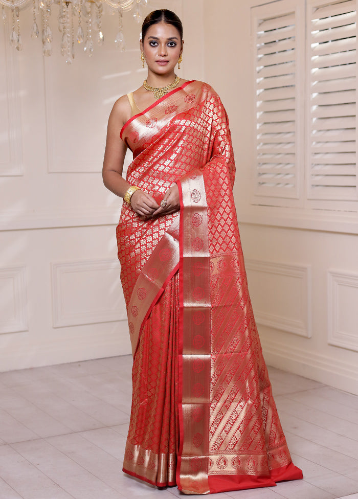 Red Kanjivaram Silk Saree With Blouse Piece