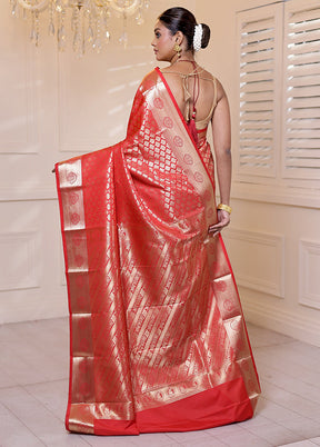 Red Kanjivaram Silk Saree With Blouse Piece