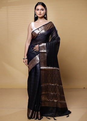 Black Cotton Saree With Blouse Piece